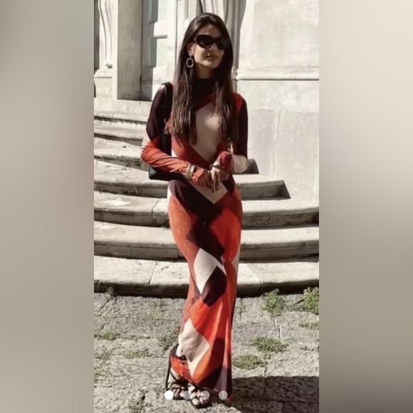 Zara Dress Geometric Long 15 ptp mock neck (second photo is inspo) - Picture 3 of 10